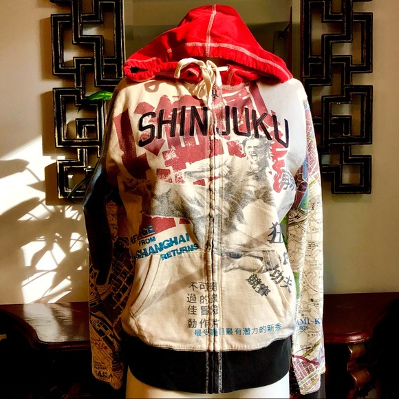 Lucky Brand Hoodie Jacket Embroidered Graphic With Appliqué Size L - Picture 3 of 14